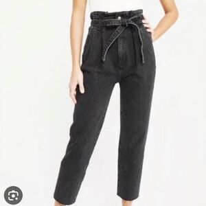 A&F Corset Seam Tie Waist Mom Jean 28 6R Ultra High Rise Dark Wash